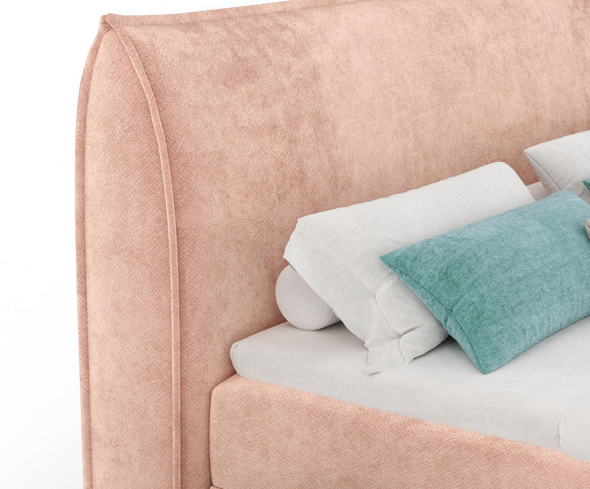BOXBETT 200/200 cm Corvus, in Rosa, Matratze, Topper, Bettkasten, H2 = mittel - Pink/Schwarz, Holz/Holzwerkstoff (200/200cm) - Maison de Reve