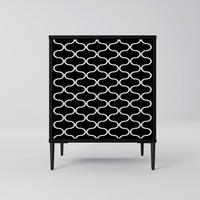 SIDEBOARD TESSELATED BLACKNESS, Schwarz, 57,5x42x72,5 cm, Schwarze Metallfüße - Multicolor/Schwarz, Holzwerkstoff/Metall (57.5/72.5/42cm) - SpaceRebels