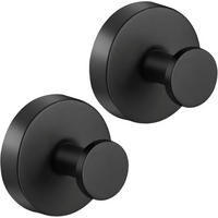 WANDHAKEN 2-teiliges Set Edelstahl Schwarz - Schwarz, Metall (4.5/2.8/6cm)