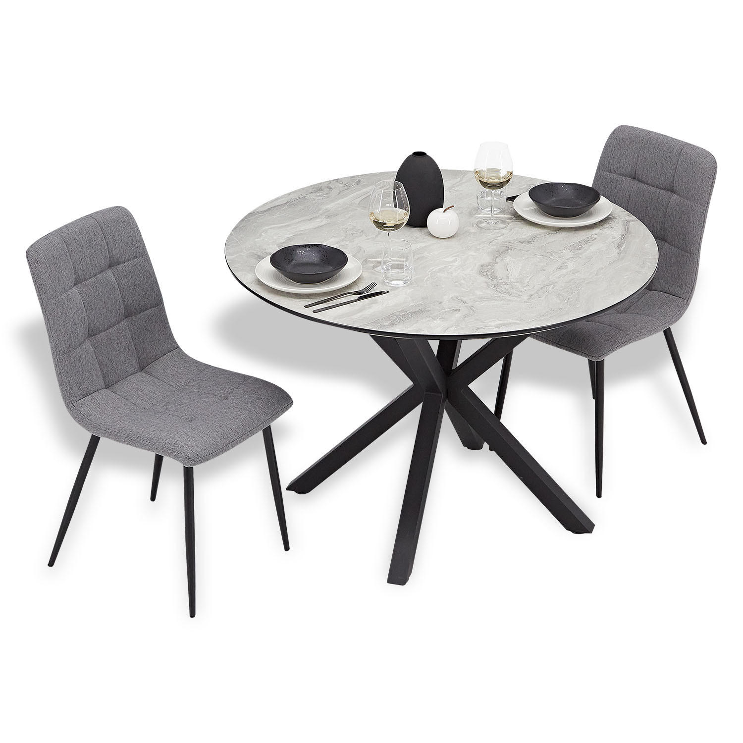 Homestyle4u Tischgruppe Grau 110x77x110 cm