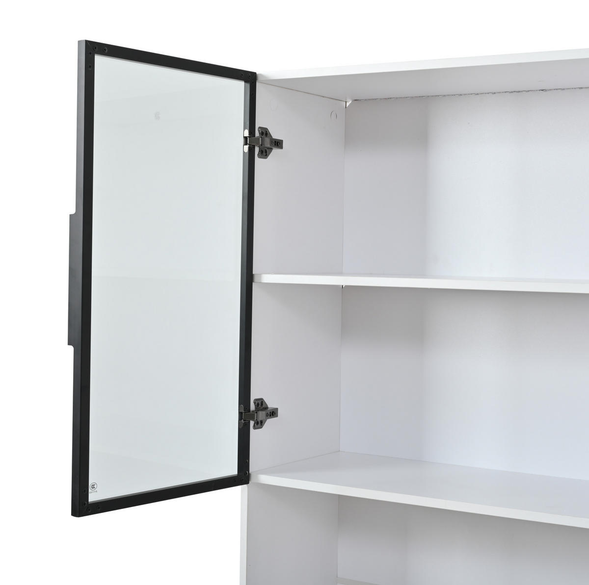 VITRINE 120/34/200 cm in Weiß mit 6 Glastüren und LED-Beleuchtung - Weiß, Holzwerkstoff (120/200/34cm) - Flora Grace