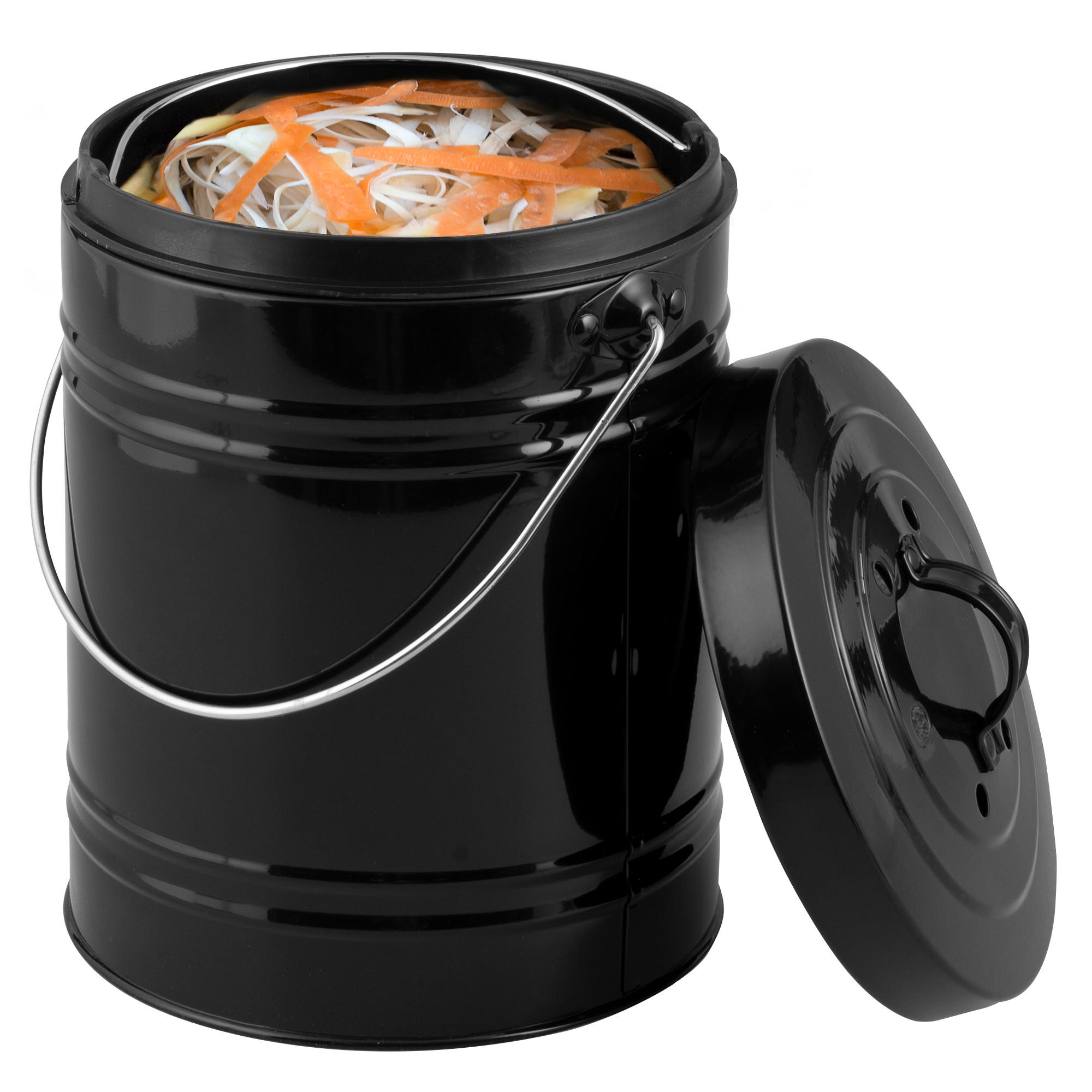 KOMPOSTEIMER 5 Liter, schwarz - Schwarz, Metall (20.5/29.5/20.5cm) - bremermann