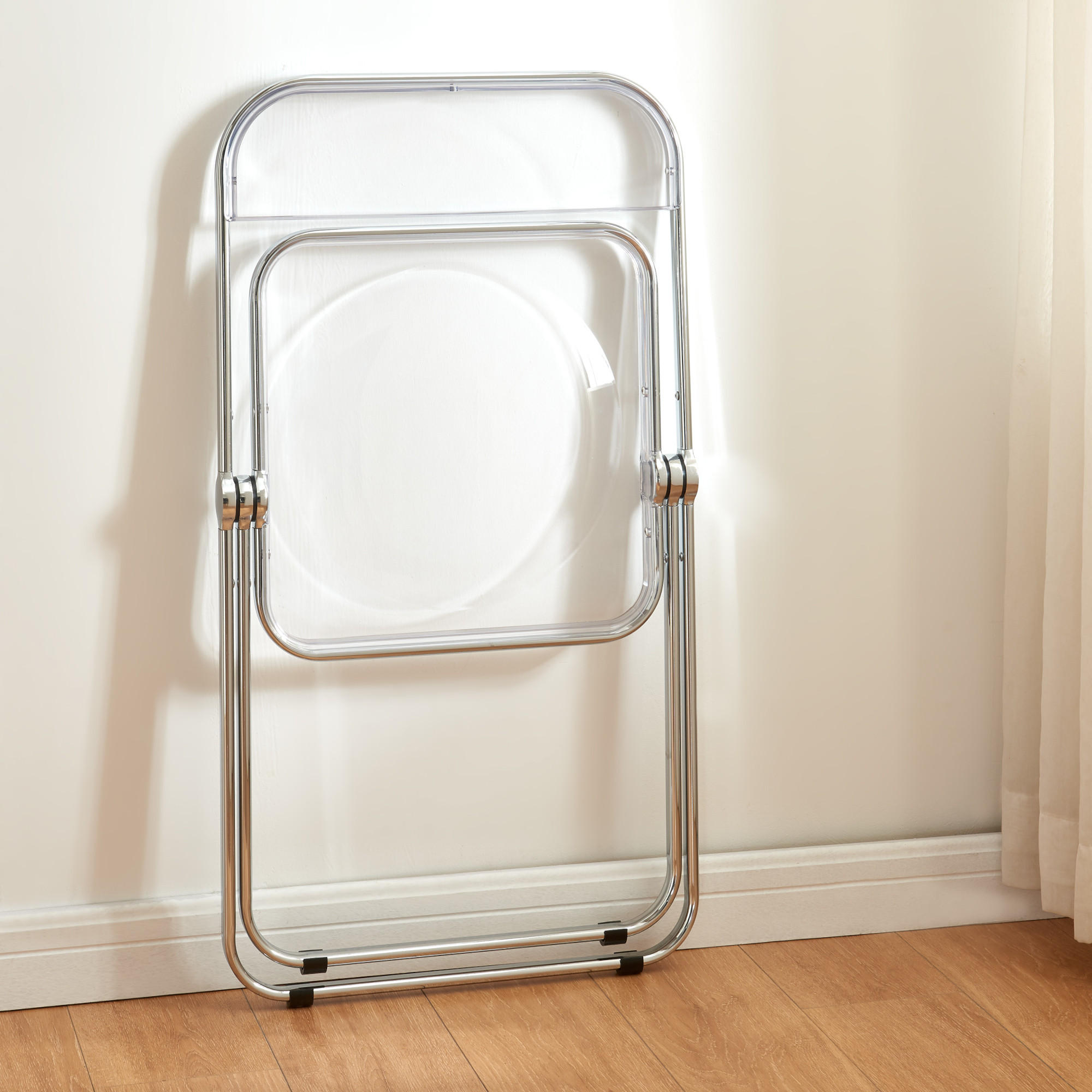 KLAPPSTUHL-SET Pornainen 2 TLG. - Transparent, Metall (46/74/47cm) - [en.casa]