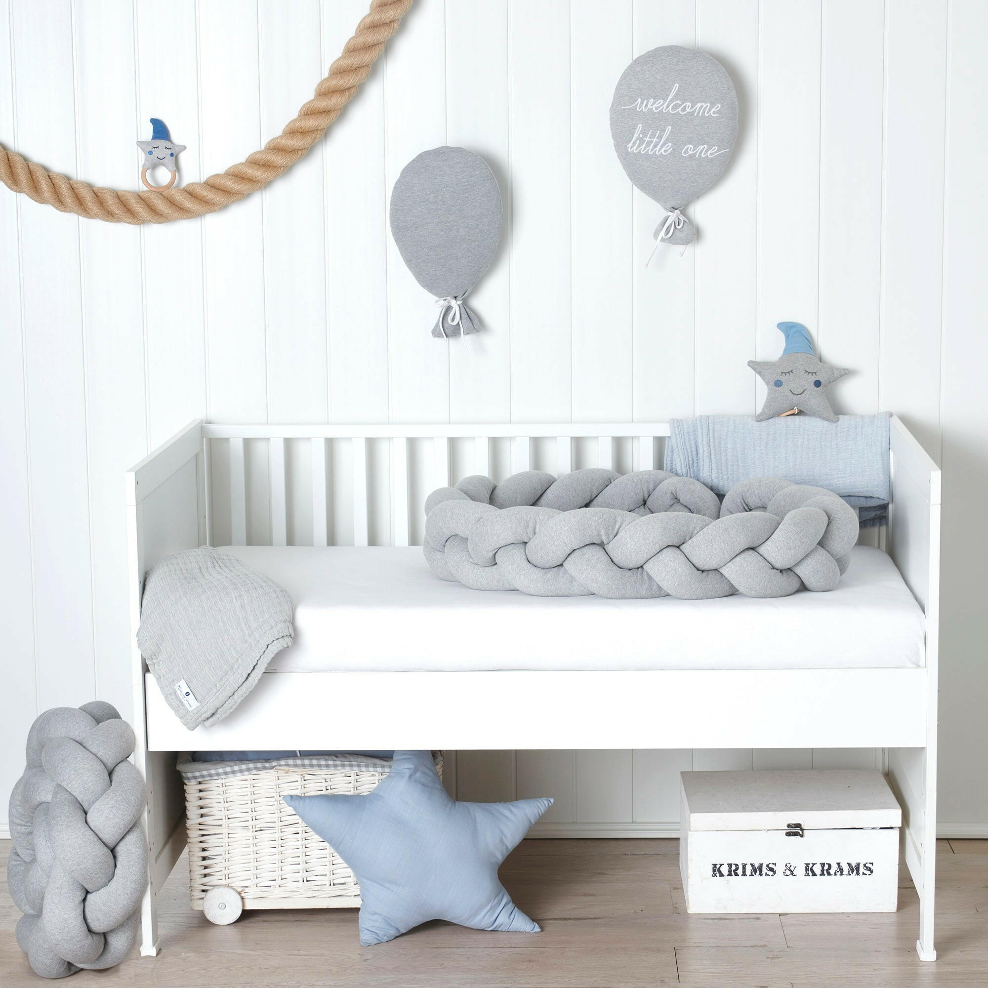 BETTSCHLANGE geflochten Grau Jersey 180cm - Grau, Textil (16/180cm) - nordic coast company