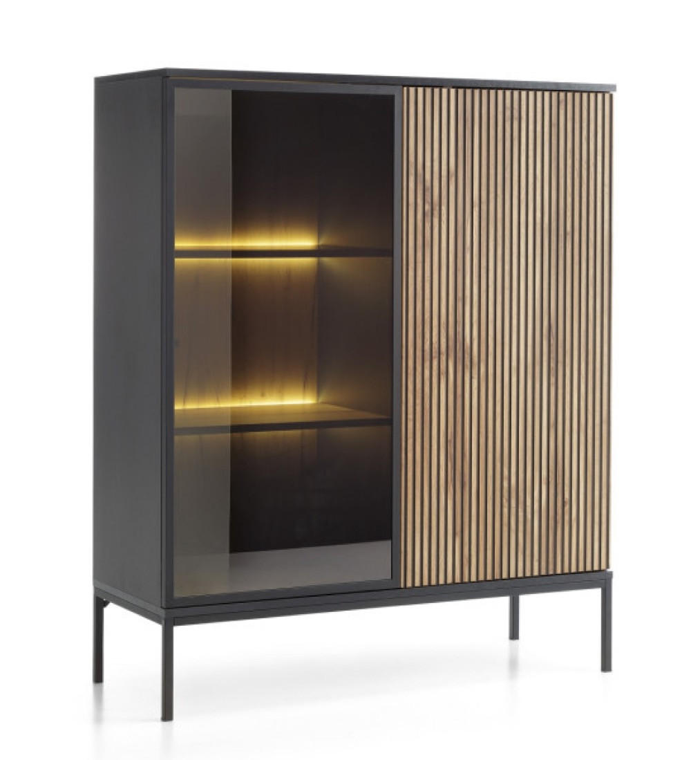VITRINE Weiß SANTI WT104 Mit LED-Beleuchtung - Multicolor, Holzwerkstoff (104/126/39cm) - Sepro Meble