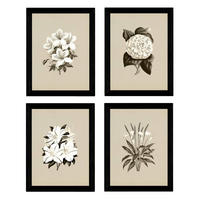 POSTER Set mit 4 Botanische Jahrgang Hintergrund Lila Blumen A3 Rahmenlos - Klar, Papier (29.7/3cm) - Nacnic