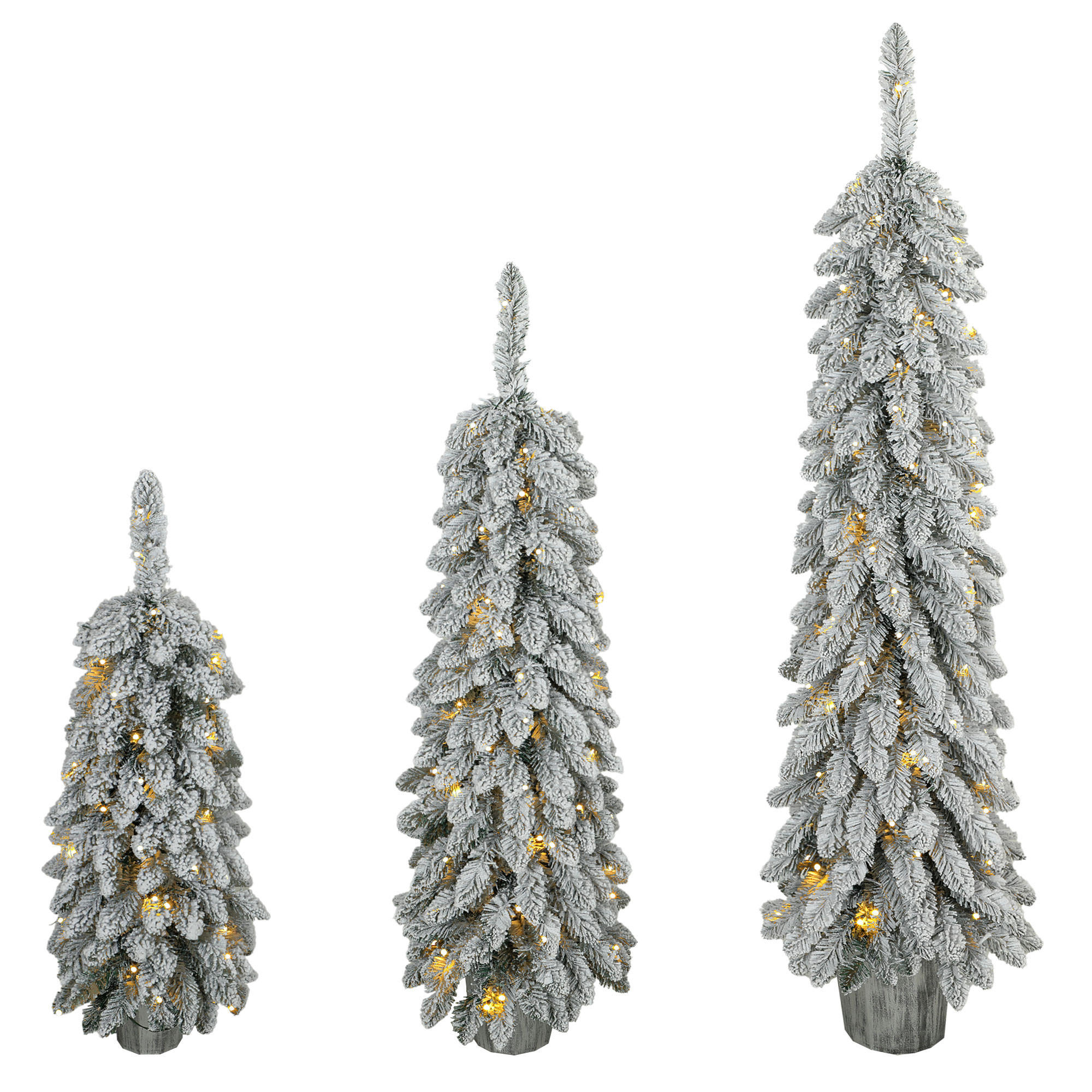 WEIHNACHTSBAUM 3er Set PVC Stahl Grün Weiß - Grün, Kunststoff (150cm) - HOMCOM