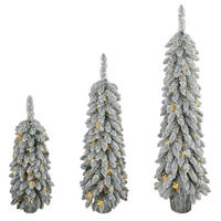 WEIHNACHTSBAUM 3er Set PVC Stahl Grün Weiß - Grün, Kunststoff (150cm) - HOMCOM