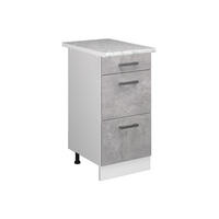 KÜCHENSCHRANK R-Line Beton 40 cm mit Schubladen, AP Marmor - Schieferfarben/Hellgrau, Holzwerkstoff (40/81.6/60cm) - Vicco