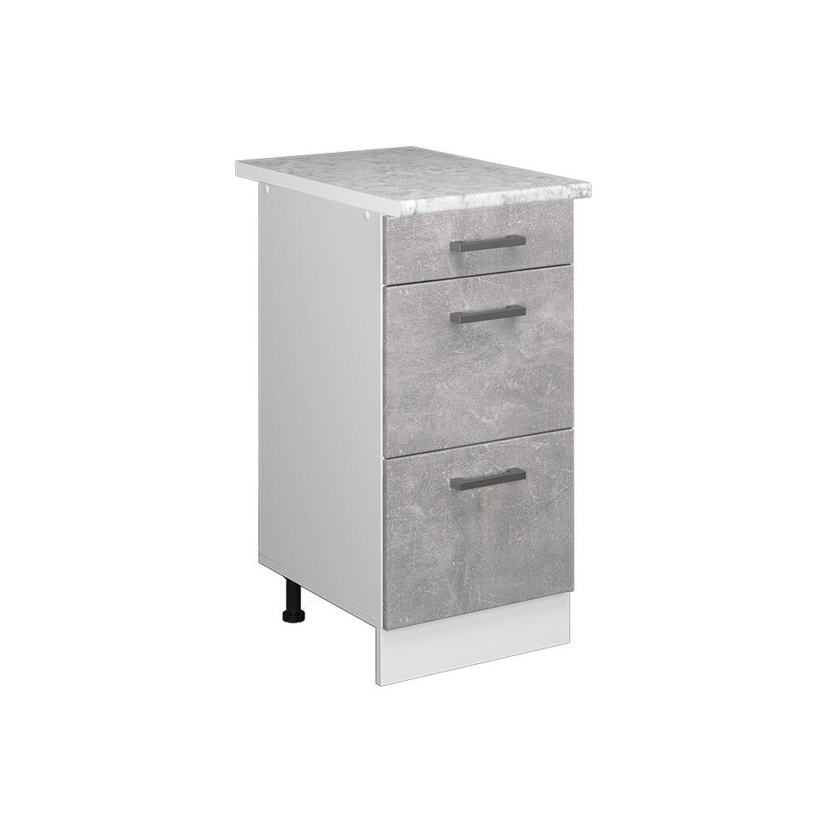 KÜCHENSCHRANK R-Line Beton 40 cm mit Schubladen, AP Marmor - Schieferfarben/Hellgrau, Holzwerkstoff (40/81.6/60cm) - Vicco