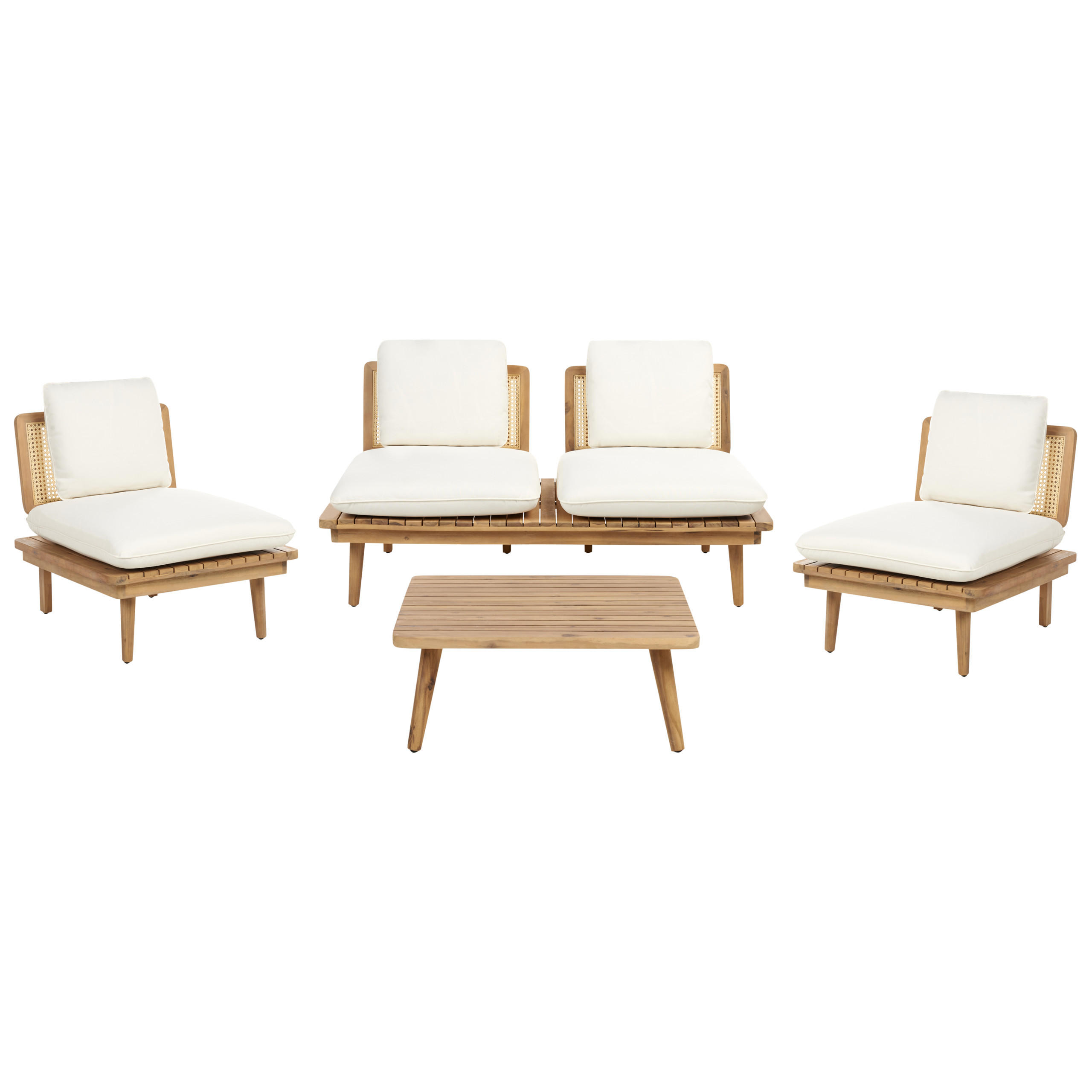 LOUNGE-SET 4-Sitzer Heller Holzfarbton Accadia - Hellbraun/Beige, Holz - Beliani