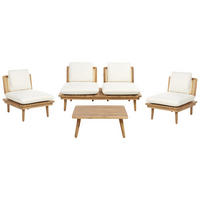 LOUNGE-SET 4-Sitzer Heller Holzfarbton Accadia - Hellbraun/Beige, Holz - Beliani