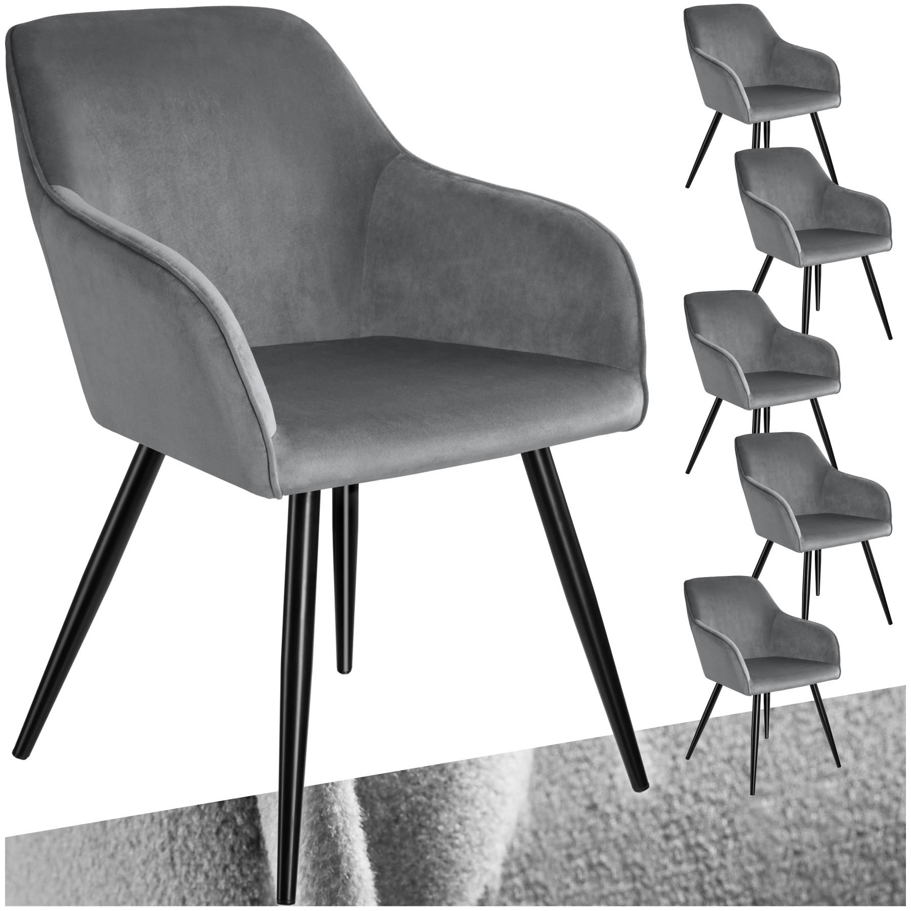 ESSZIMMERSTUHL 6er Set Marilyn 58 x 62 x 82 cm grau/schwarz - Schwarz/Grau, Textil (58/82/62cm) - tectake