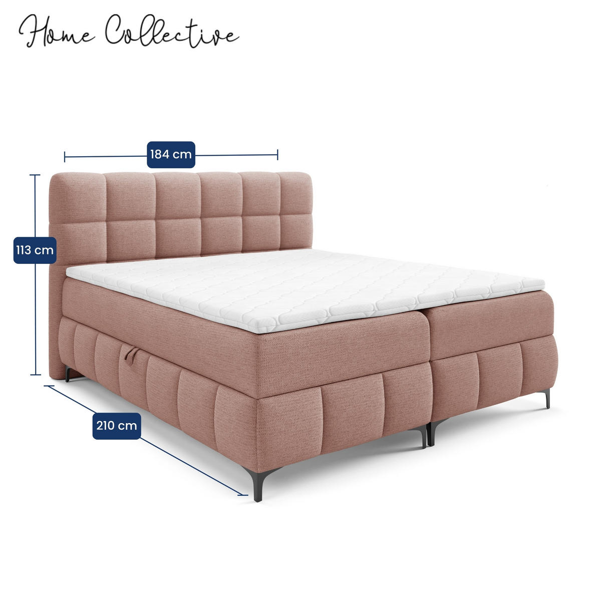 BOXBETT mit Stauraum und Topper 180x200 cm Rosa - Pink, Textil (180/200cm) - Home Collective