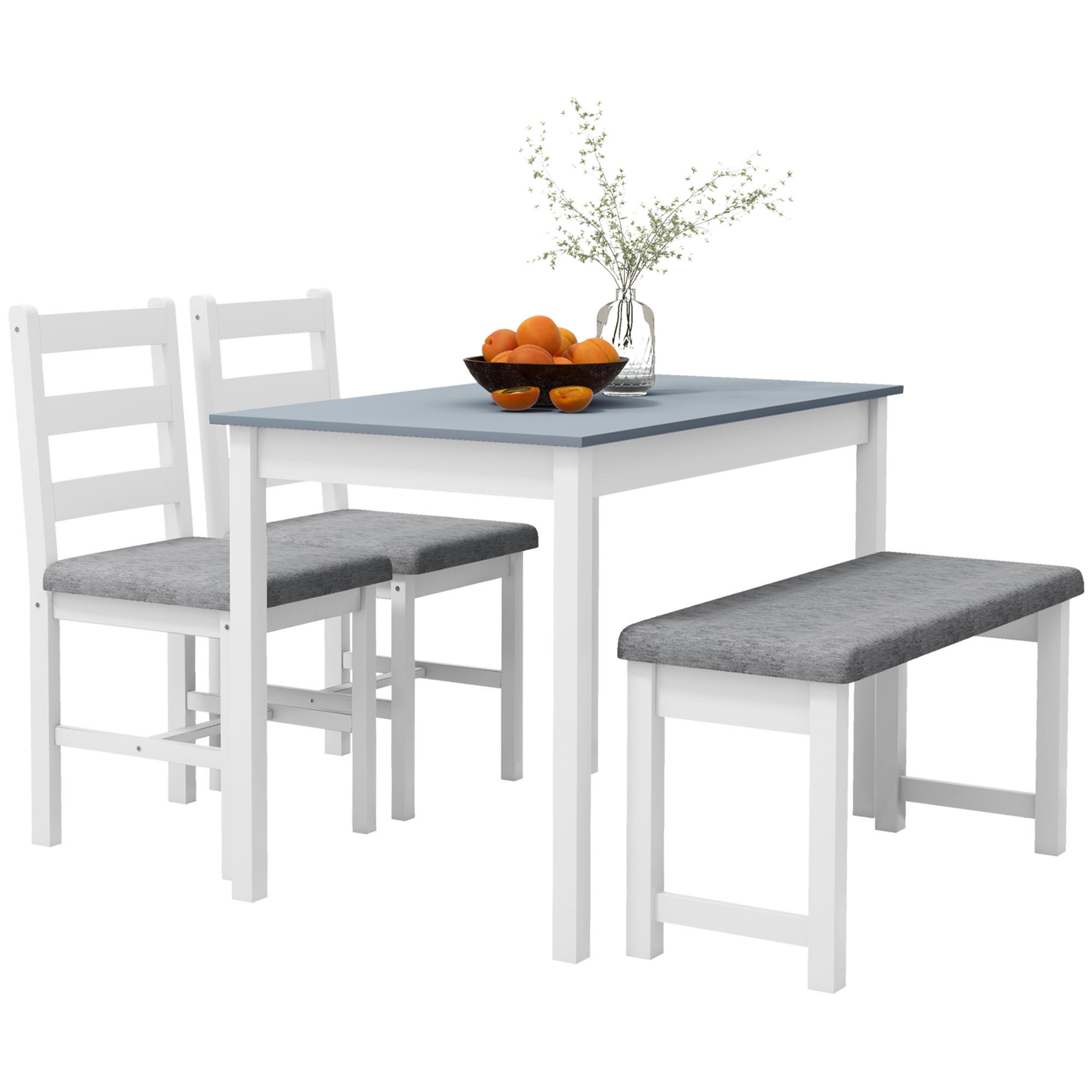 ESSGRUPPE, Kiefernholz, Grau+Weiß - Grau, Holz (65/75/108cm) - HOMCOM