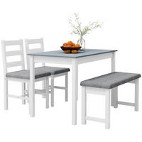 ESSZIMMER-SET, 4-teilig Tisch+Hocker+2 Stühle, grau-weiß - Multicolor, Holz (65/75/108cm) - Vallsero