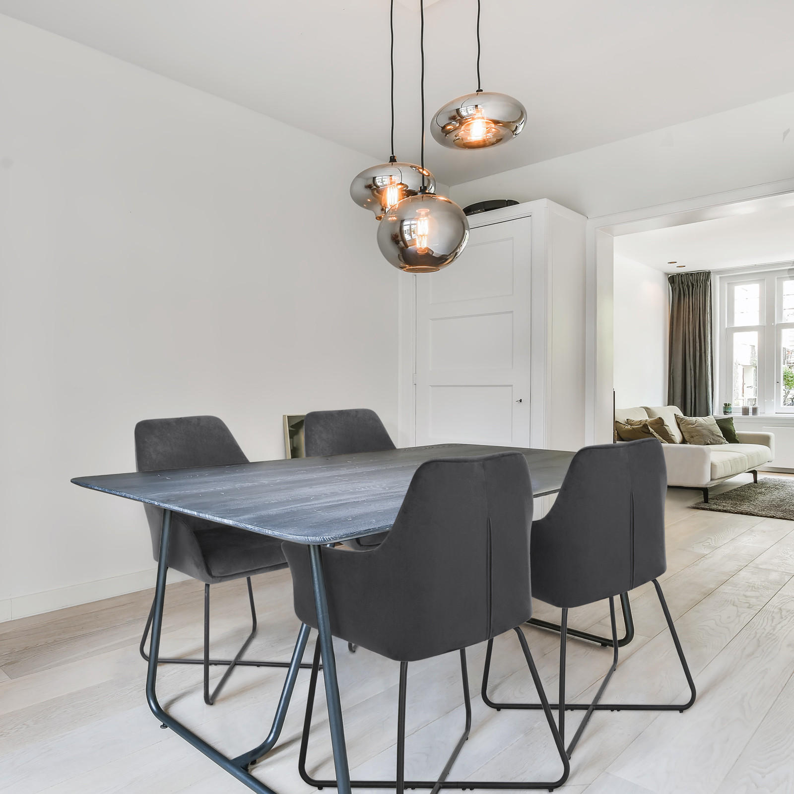 ESSZIMMERSTUHL JOSIE Dining 2er Set Stoffbezug Dunkelgrau - Anthrazit/Schwarz, Textil (59/88/58cm) - SVITA