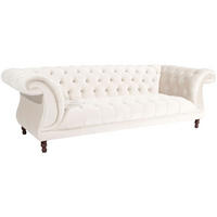 CHESTERFIELD Sofa 3-Sitzer Kaylin Samtvelours creme - Creme, Kunststoff (253/80/100cm) - 58aufmkessel