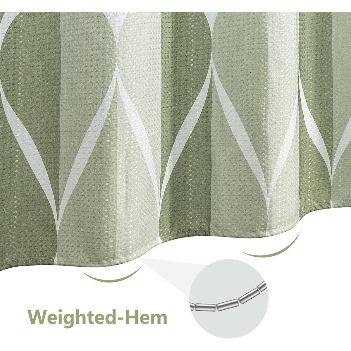 DUSCHVORHANG Stoff Grün 182 x 182 cm - Grün, Textil (182/182cm)