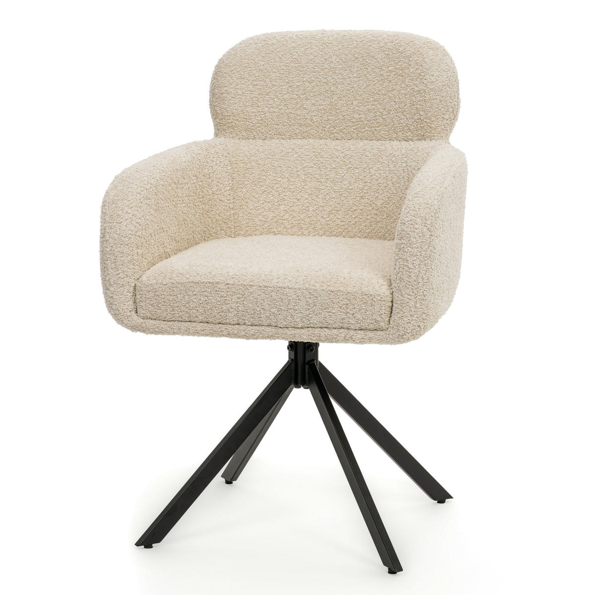 STUHL BIONE drehbar gepolsterter mit Steppung - creme - Boucle - Creme/Schwarz, Textil/Metall (58/88/59cm) - NEW HOME