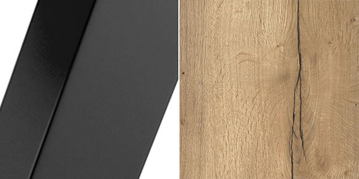 ESSTISCH Vento Halifax Eiche Natur / Schwarz 140/240 / 80 / 76cm - Alteiche/Schwarz, Holz/Holzwerkstoff (140/80/76cm) - Feldmann-Wohnen