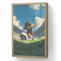 NACHTTISCHLAMPE MIT AKKU Stadion - Fußballer - Ball 40x60 cm - Blau, Holzwerkstoff (8/40/60cm) - OnlyWow