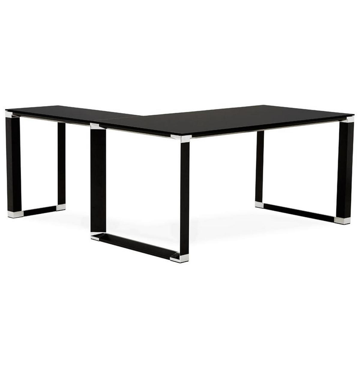 ECKSCHREIBTISCH Glas Metall Chromakzente Platzsparend KERIX, Schwarz 170x160x73 cm - Schwarz, Glas/Metall (160/170/73cm) - KADIMA DESIGN