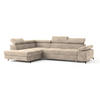 ECKSOFA FAVIEN L-S Creme Velours-Stoff mit Schlaffunktion - Creme, Holz (257/190cm) - MASSENO