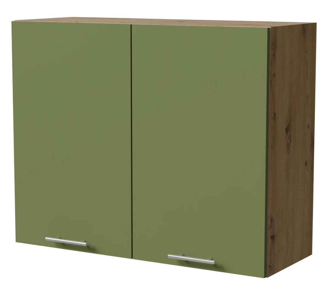 KÜCHENHÄNGESCHRANK Brerra W3/90 Eiche Artisan / RAL 6025 farngrün Matt 90 / 32,5 / 72cm - Eiche Artisan/Grün, Holz/Holzwerkstoff (90/72/32.5cm) - Feldmann-Wohnen