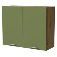KÜCHENHÄNGESCHRANK Brerra W3/90 Eiche Artisan / RAL 6025 farngrün Matt 90 / 32,5 / 72cm - Eiche Artisan/Grün, Holz/Holzwerkstoff (90/72/32.5cm) - Feldmann-Wohnen