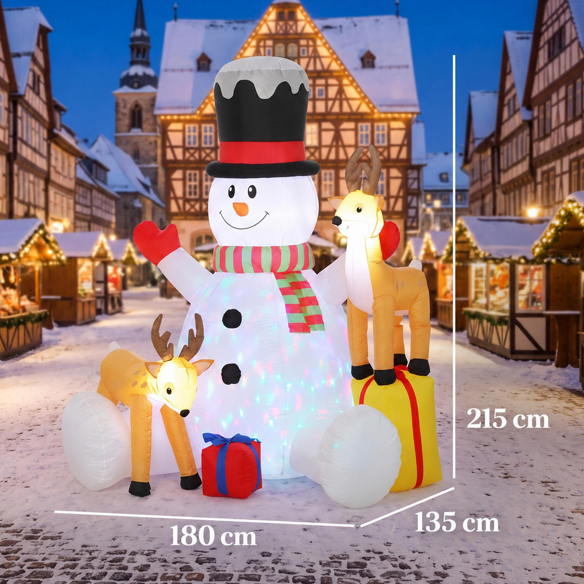 AUFBLASBARE-WEIHNACHTSDEKORATION Polyester Weiß - Weiß, Textil (135/215/180cm) - Outsunny
