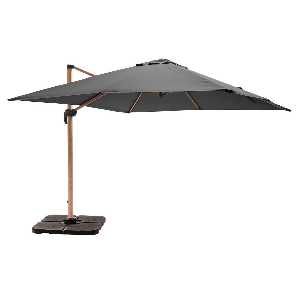 SONNENSCHIRM 3x3m mit 4 Gewichtsplatten, Grau - Grau, Metall (300/300cm) - Oviala