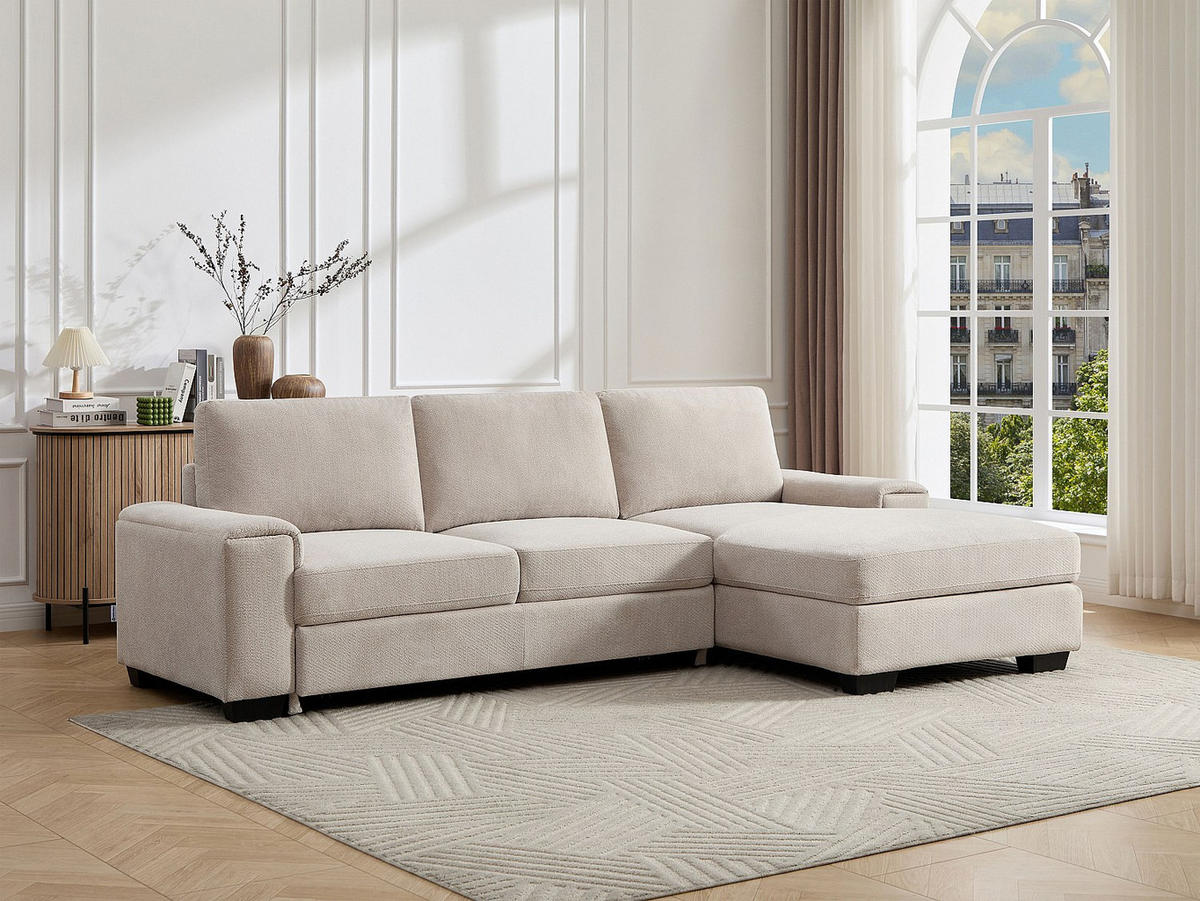 SCHLAFSOFA - 4 Personen - Stoff - Beige - - Beige, Textil (260/85/153cm) - Vente-Unique