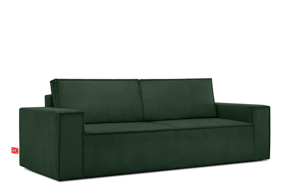3-SITZER-SCHLAFSOFA NAPI in Pet Friendly Cord-Stoff, dunkelgrün - Dunkelgrün/Schwarz, Textil (244/89/101cm) - KONSIMO®