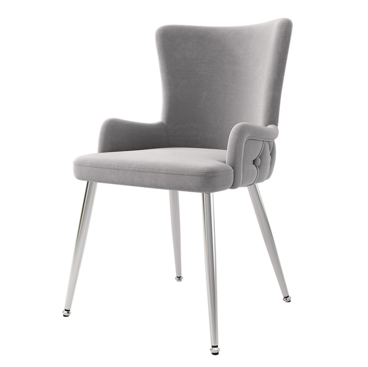ESSZIMMERSTUHL Samt Grau mit Metallbeinen 2er-Set - Grau, Metall (47/85/49cm) - Meubliv