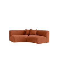 SOFA Round, Chenille-Stoff Cremona, Kupfer, GRETA - Kupferfarben, Holz (294/70/89cm) - Kaiser Möbel