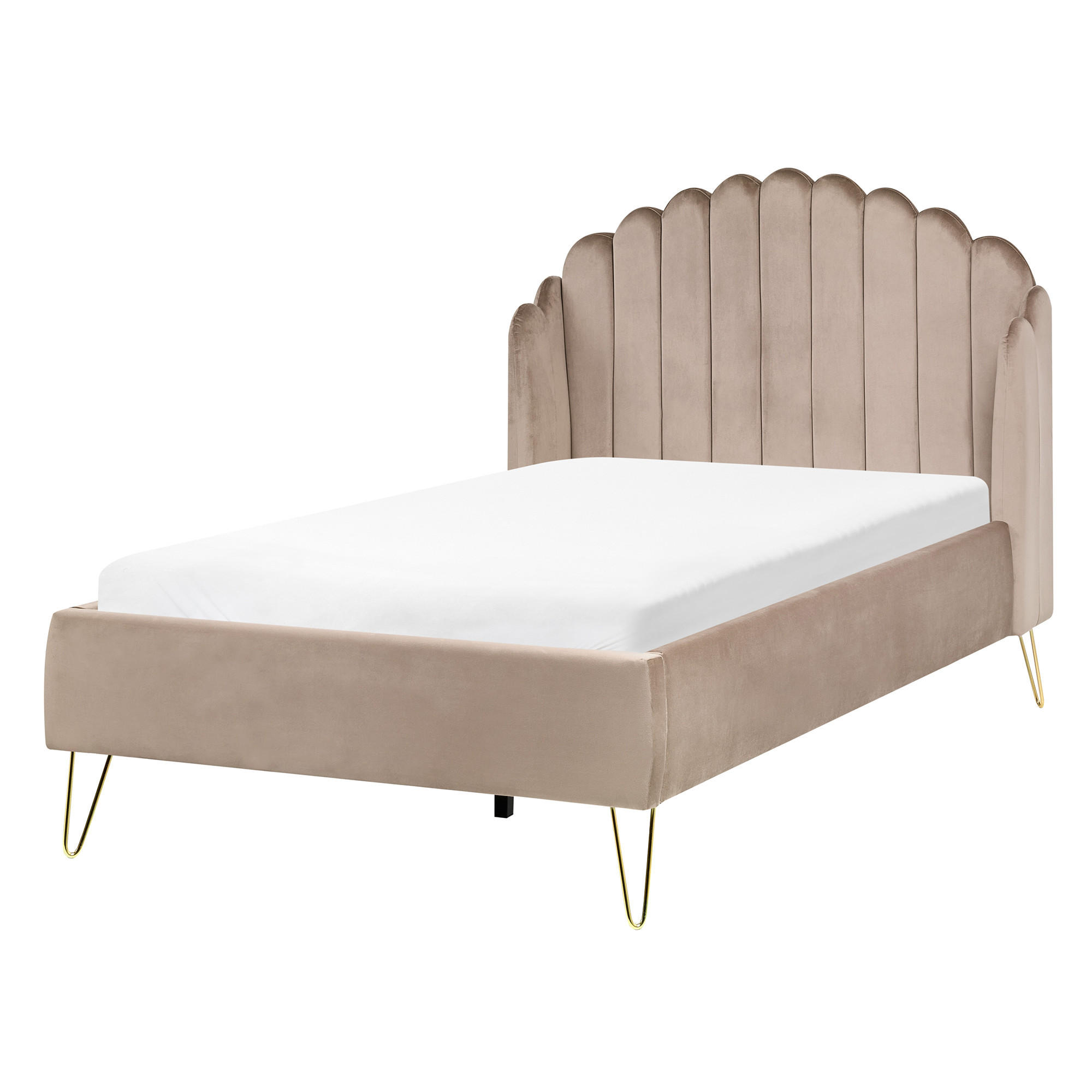 BETT mit Lattenrost 120/200 cm Taupe Ambillou - Taupe/Goldfarben, Textil (120/200cm) - Beliani