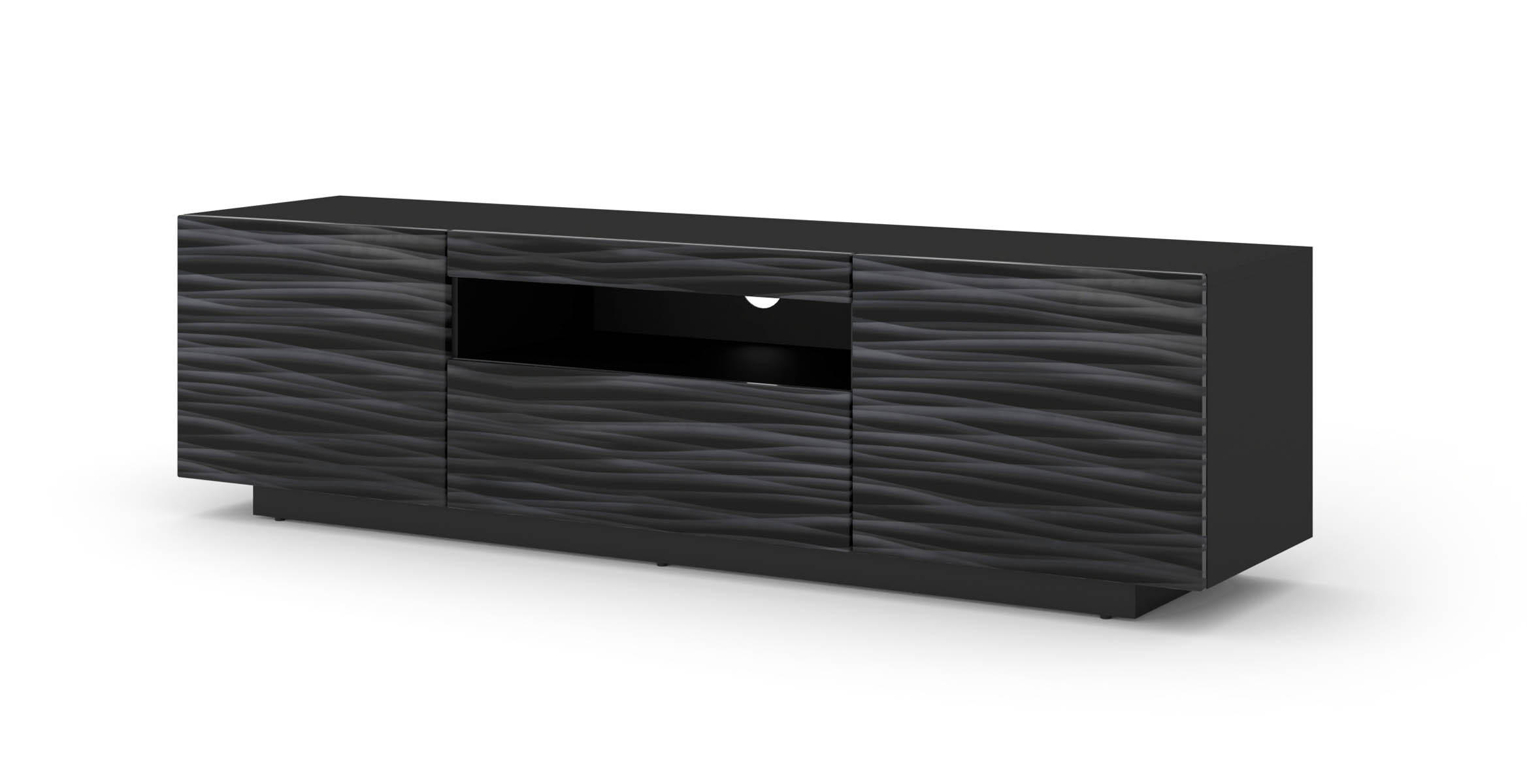 TV LOWBOARD Schwarz Hochglanz 150/42/37 - Schwarz Hochglanz, Holzwerkstoff (150/42/37cm) - RAUMHIRSCH FURNITURE