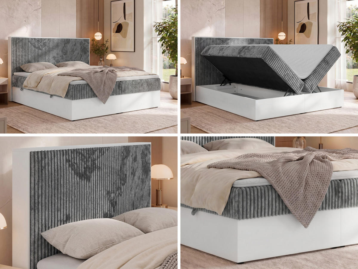 BOXSPRINGOVÁ POSTEĽ TRAVIT 140/200 - Šedá Manšestr - Topper T25 - H3 (stredne tvrdý) - čierna/sivá, textil/plast (140/200cm) - MKS