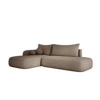 ECKSOFA BABU Mit Bettfunktion – Moderne Polsterecke Für Wohnzimmer Funktionales Schlafsofa Im Stoff NOW OR NEVER, 300x105x60cm, Linke, Beige - Cappuccino, Holz/Textil (190/300cm) - DomoHome