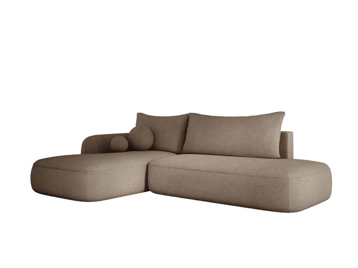 ECKSOFA BABU Mit Bettfunktion – Moderne Polsterecke Für Wohnzimmer Funktionales Schlafsofa Im Stoff NOW OR NEVER, 300x105x60cm, Linke, Beige - Cappuccino, Holz/Textil (190/300cm) - DomoHome