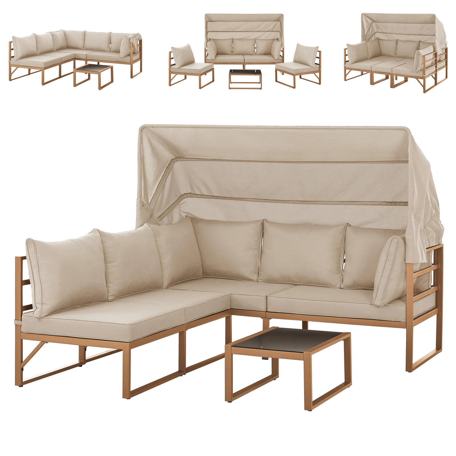 GARTENLOUNGE Maui Beige - Beige/Creme, Metall - SVITA