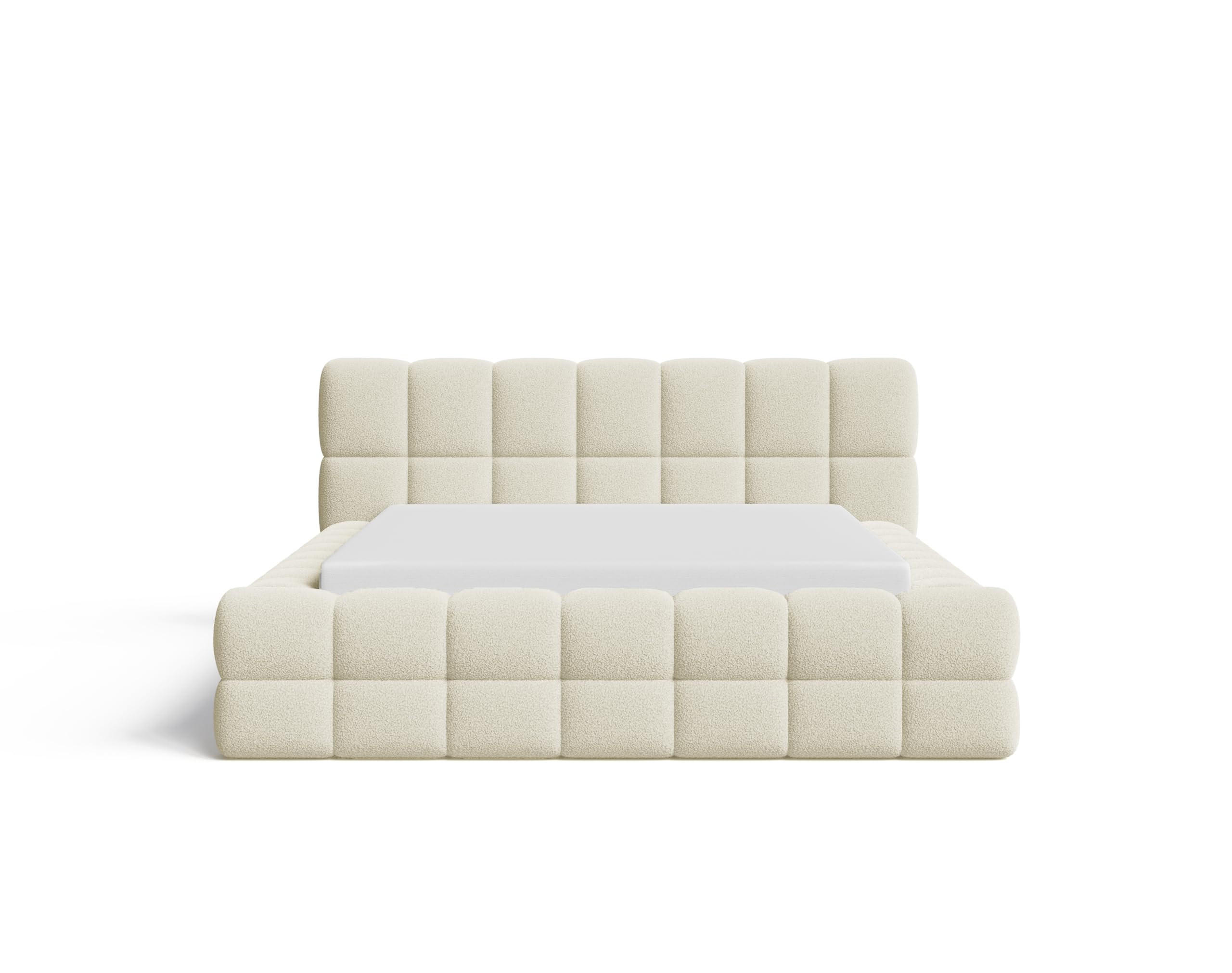 POLSTERBETT 180x200 mit Bettkasten, Lattenrost und Kopfteil, Eleganter Bouclé-Stoffbezug Beige - Beige, Holz (180/200cm) - Chilly