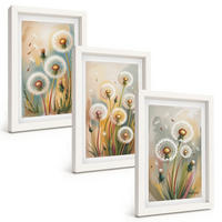 BILDER SET 3er Set - 20x30 cm Weißer Rahmen - Löwenzahnblüten, pastellfarbene Gräser - Weiß, Kunststoff (20/30cm) - TULUP