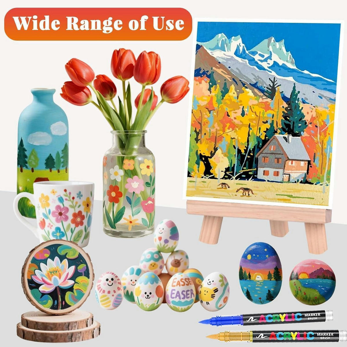ACRYLSTIFTE Set 168 Farben Pinselspitze Wasserfest - Multicolor, Kunststoff (10.2/14.7/133cm)