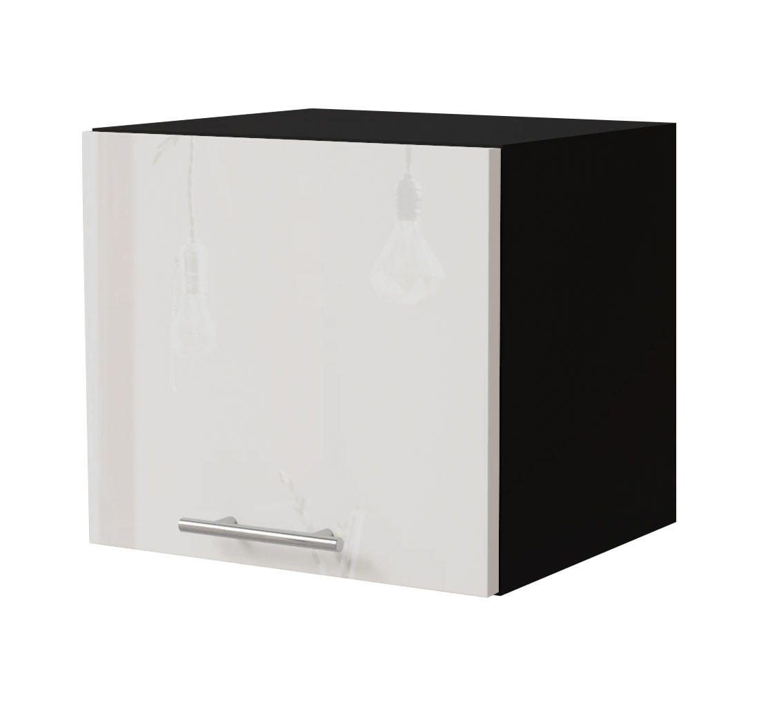 Feldmann-Wohnen Klapphängeschrank Weiß Hochglanz, Schwarz 40x36x32.5 cm