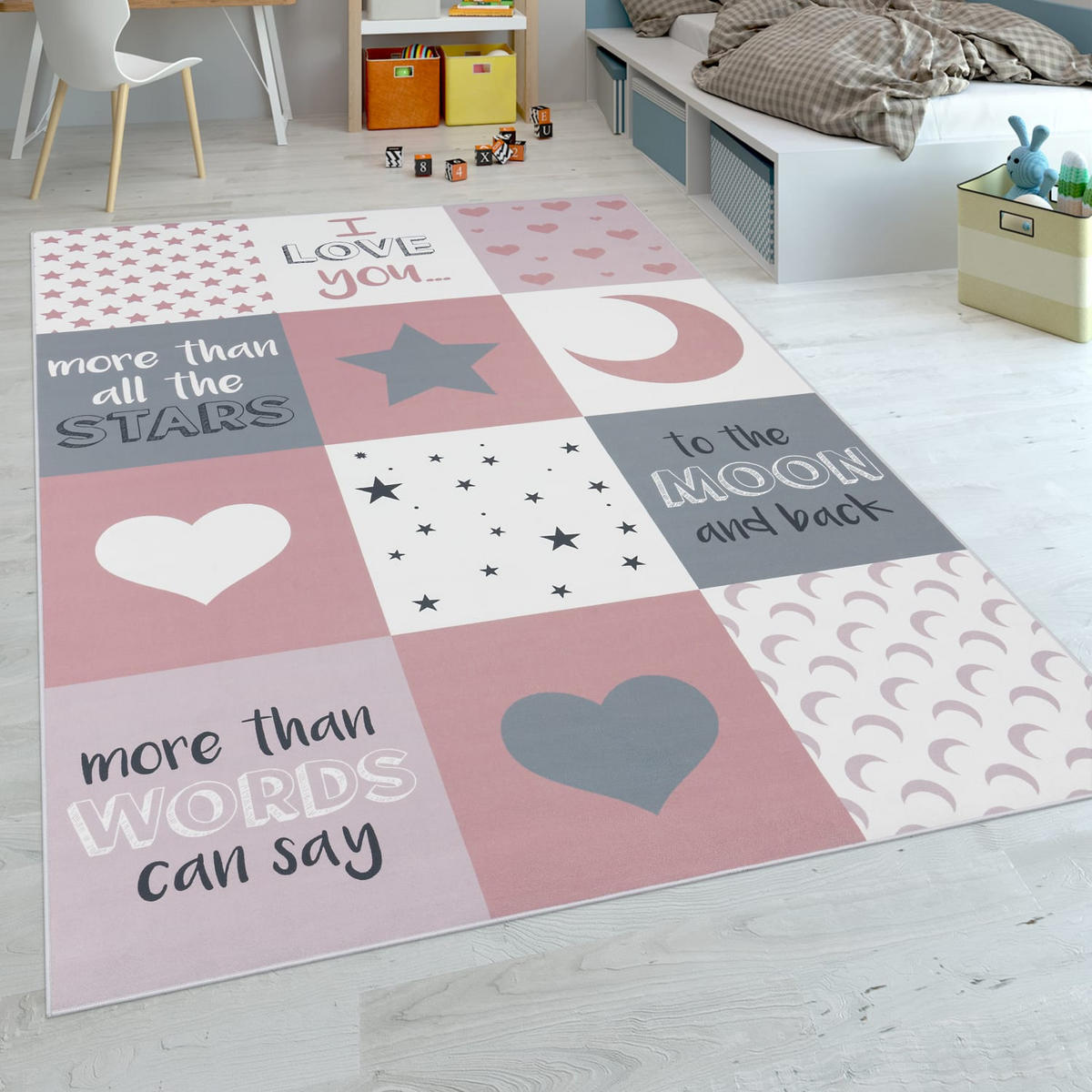 KINDERTEPPICH Patchwork Kinderzimmer schmutzabweisend Pink Rechteckig 160x230 - Rosa, Textil (160/230cm) - KADIMA DESIGN