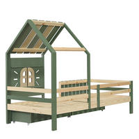 KINDERBETT 90/200 cm in Grün & Natur mit 2 Schubladen - Grün, Holz/Holzwerkstoff (90/200cm) - WISHDOR