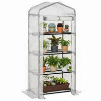 MINI-GEWÄCHSCHAUS DE-05780 Mit 4 Regalfächern, wetterfest Weiß - Weiß/Grau, Kunststoff/Metall (50/160/70cm) - ComfortXL