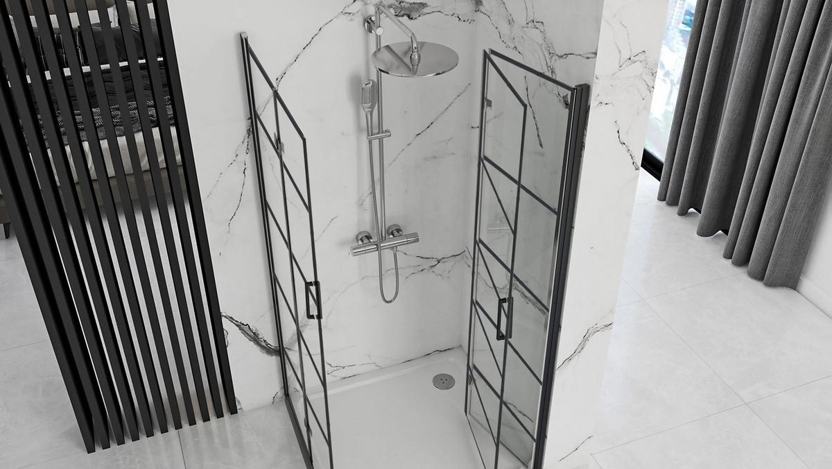 DUSCHKABINE Rea Molier Black Double 90x90 - Schwarz, Glas (90/90/190cm) - REA